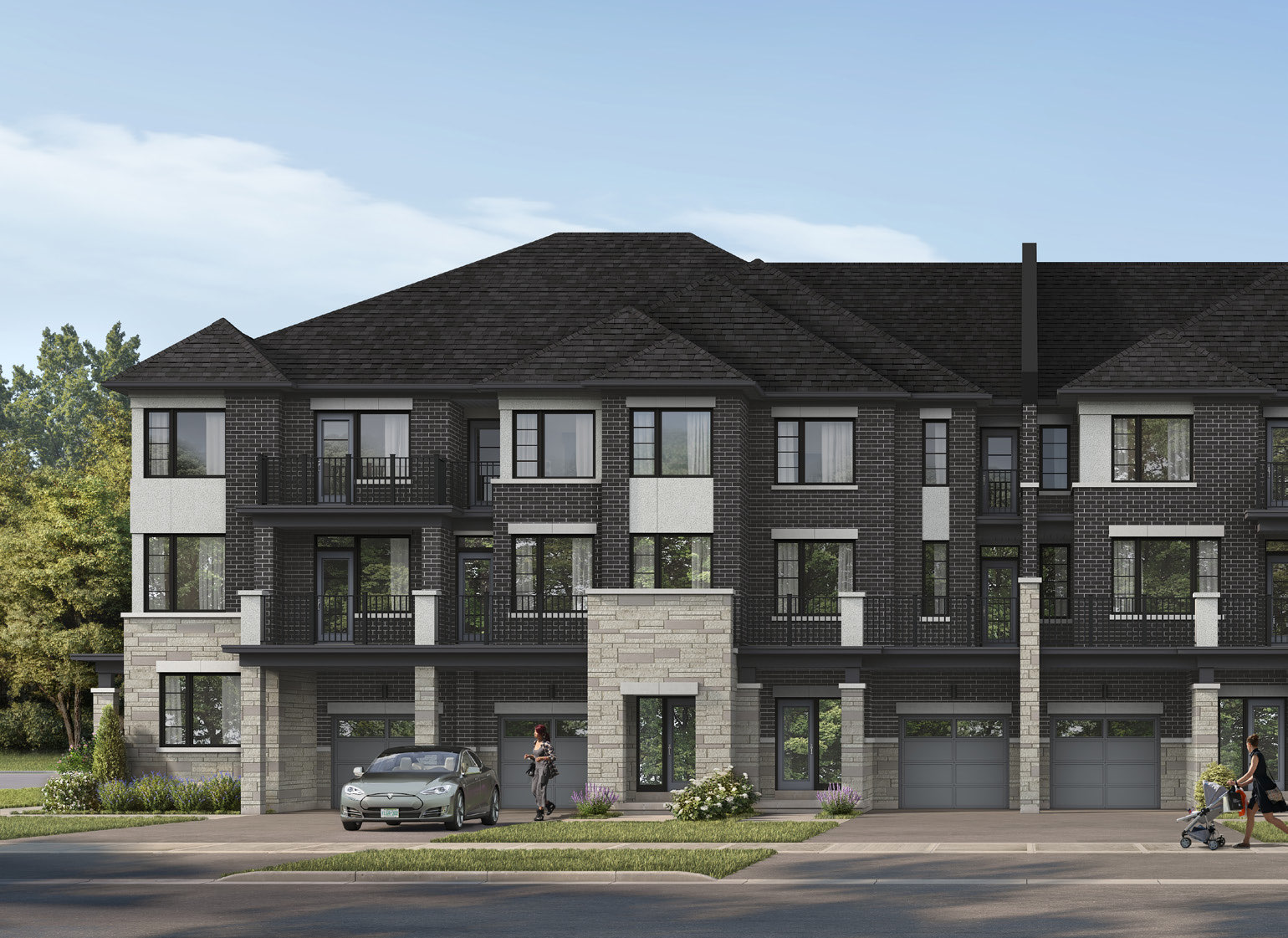 Back-to-back freehold townhomes at North Gate Trails