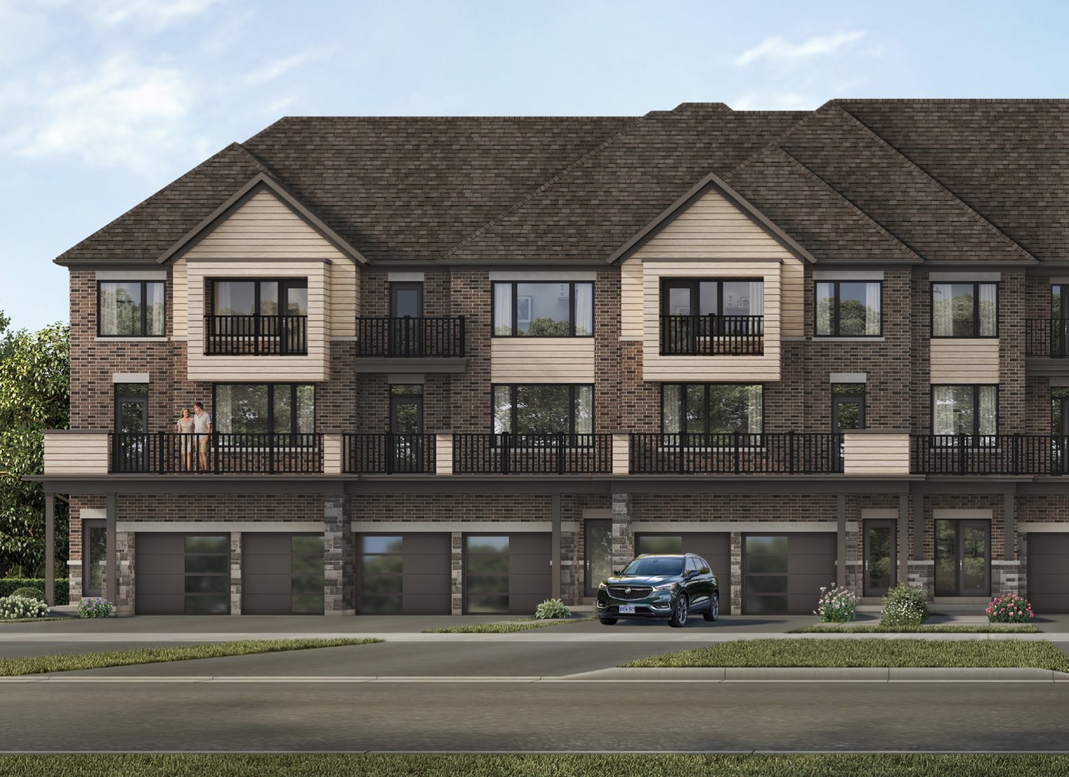 Dual-frontage townhomes at North Gate Trails