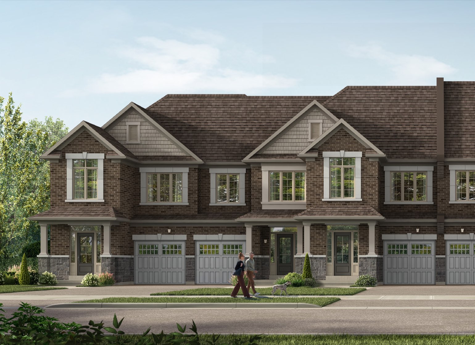 Traditional street townhomes at North Gate Trails in Ajax